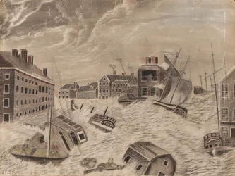 Market Square, Providence, Rhode Island, During the Great September Gale, 1815