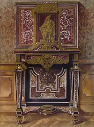 Marquetry Cabinet with Decoration in Gilt Bronze, by André Charles Boulle