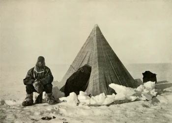 Marshall Outside a Tent, at the Camp, c1908-1909