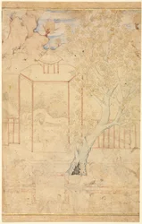 Master and Disciple in a Garden Pavilion, Single Page Illustration
