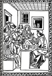 Master with his Students. Christoforo Landino