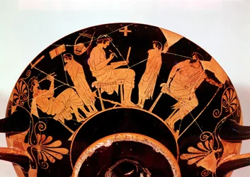 Masters and pupils at the Athenian school where studies included music