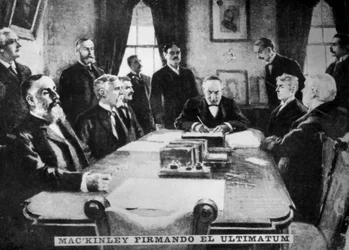 McKinley signs the ultimatum, 12th April 1898