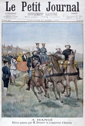 Military review by Paul Doumer and the Emperor of Annam, Hanoi, Indochina, 1902