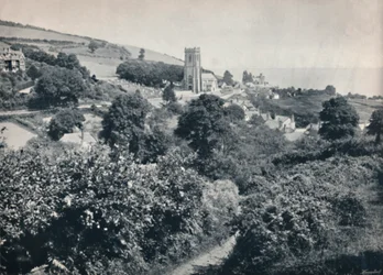 Minehead - View of the Village and Church, 1895