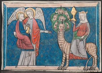 Miniature from a Manuscript of the Apocalypse: The Woman upon the Scarlet Beast, c. 1295