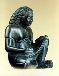 Model of a Seated Scribe, Ancient Egyptian, 18th Dynasty