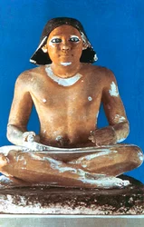 Model of a Seated Scribe, Ancient Egyptian, 5th Dynasty