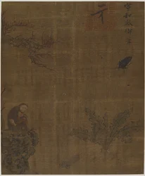 Monkeys, insects, and cabbage, Possibly Ming dynasty