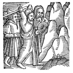 Moses Striking the Rock in the Wilderness and Producing Water