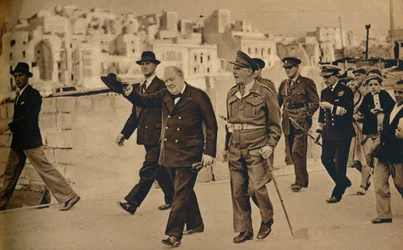 Mr. Churchill Called at Malta, Where He is Seen with Field-Marshal Lord Gort