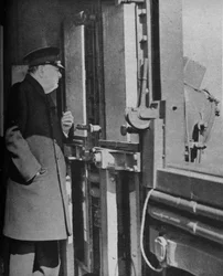 Mr. Churchill on the bridge of the warship