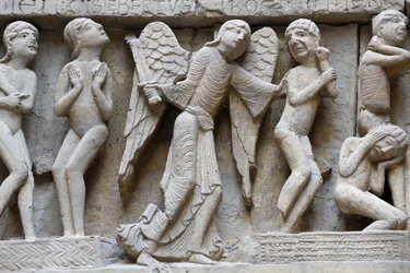 National Museum of French Monuments. Saint-Lazare Cathedral, Autun. Western facade. The Last Judgement. Cast. Close-up, Paris, France