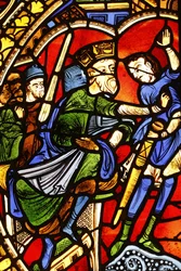 National Museum of French Monuments. Saint-Pierre Cathedral. Stained glass window. The Condemnation of Saint Paul, Paris, France