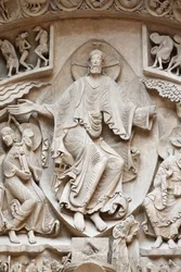 National Museum of French Monuments. Sainte-Marie-Madeleine Basilica, Vézelay. Western facade. Christ in Glory. Cast. Close-up, Paris, France