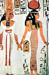 Nefertari and Isis, Ancient Egyptian wall painting from a Theban tomb, 13th century BC