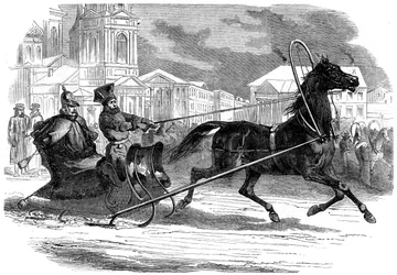 Nicholas I 1796-1855, Emperor of Russia, in his droshky, St Petersburg, 1853