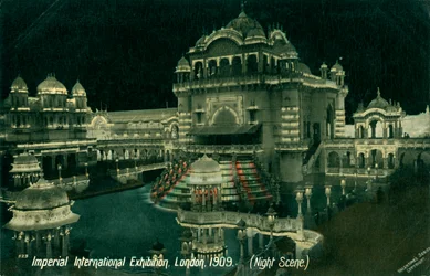 Night scene at the Imperial International Exhibition, White City, London