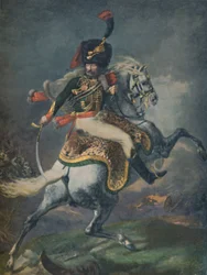 Officer of the Mounted Chasseurs Charging. Imperial Guard