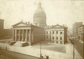 Old Courthouse seen looking west from the third story window of a building across the street
