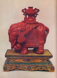 One of a pair of carved red lacquer elephants, Chinese, Qianlong Period, c1765