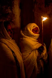 Orthodox Easter Vigil at the Coptic Section of the Holy Sepulcher, Jerusalem, Israel, 2018 (photo)