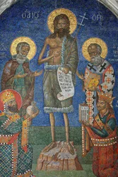 Orthodox Mosaic Depicting Saint John the Baptist with Bishops and Kings, Greece