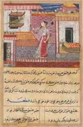 Page from Tales of a Parrot Tuti-nama: Thirteenth Night: The Parrot Addresses Khujasta