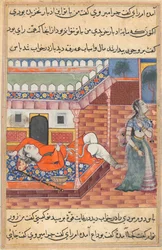 Page from Tales of a Parrot Tuti-nama: Thirty-sixth Night: The King Dreams of a Lady
