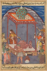 Page from Tales of a Parrot Tuti-nama: Twenty-fifth Night: The Destitute Mukhtar