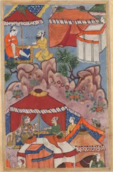 Page from Tales of a Parrot Tuti-nama: Twenty-fourth Night: Bashir Confides His Love