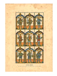Painted Window. Two Saxon Earls of Mercia, and Seven Norman Earls of Chester, c1845
