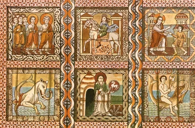 Painted Wooden Ceiling in St. Martins Church, Zillis, Switzerland