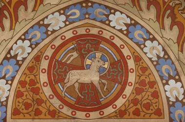 Painting of Christ the Lamb in St Matthias Church, Budapest, Hungary