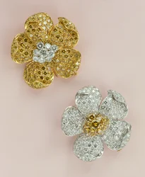 Pair of Flower-Head Brooches