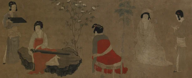 Palace Ladies Tuning a Zither Qin