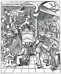 Personification of music, with the auxiliaries, the poet and musicians