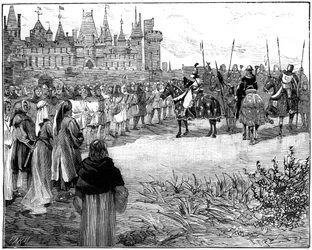 Philip the Fair reviewing five thousand Parisians ready to bear arms, c1285-1314