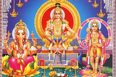 Hindu Gods Ganesh, Ayappa & Subramania, India