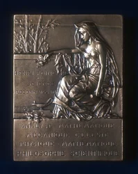 Plaquette commemorating the death of Henri Poincare, French mathematician