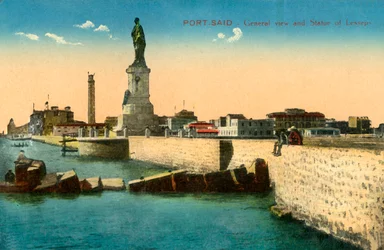 Port-Said - General View and Statue of Lesseps