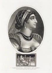 Portrait of Cleopatra with a Scene Depicting Her Accession to the Throne of Egypt