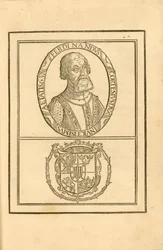 Portrait of Hernán Cortés with his coat of arms