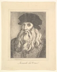 Portrait of Leonardo da Vinci from Characaturas by Leonardo da Vinci, from Drawings by William Hogarth