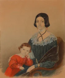 Portrait of Maria Prokhorovna Krivtsova with son Alexander