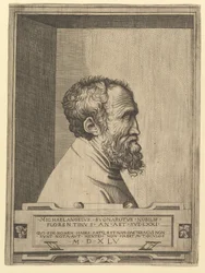 Portrait of Michelangelo in Profile Facing Right Set Within a Recess, 1545