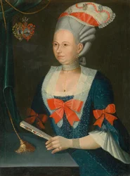 Portrait of a Woman in a Wig with a Fan