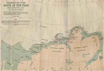 Preliminary Map of the Route of the Fram along Northern Coast of Old World, c1893-1896