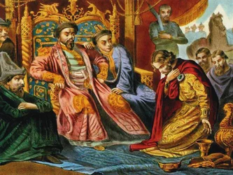 Prince Alexander Nevsky Begging Batu Khan for Mercy for Russia