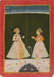Prince Amar Singh with his infant son, early 1690s